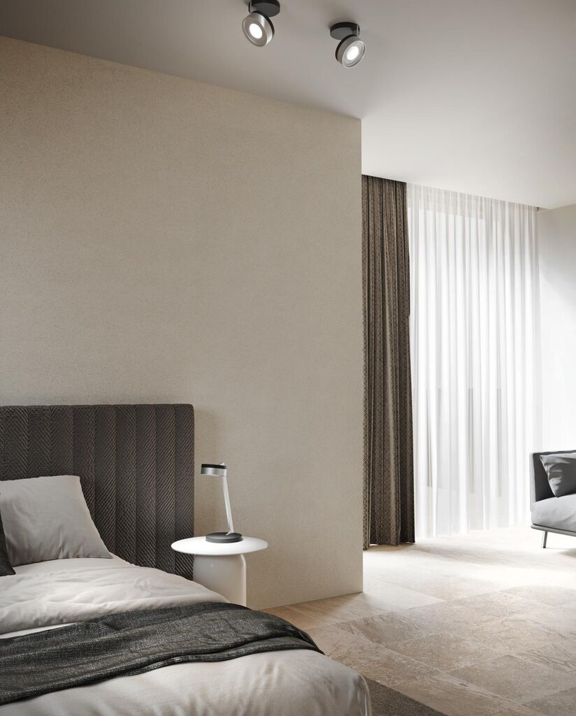 BLADE C1+ SLIM Ceiling Lamp in Matt Black and Satin Silver finish