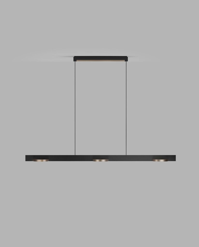 INLAY S1250 LINEAR DISC Pendant Lamp in Matt Black and Satin Silver finish with SMART TUNE technology