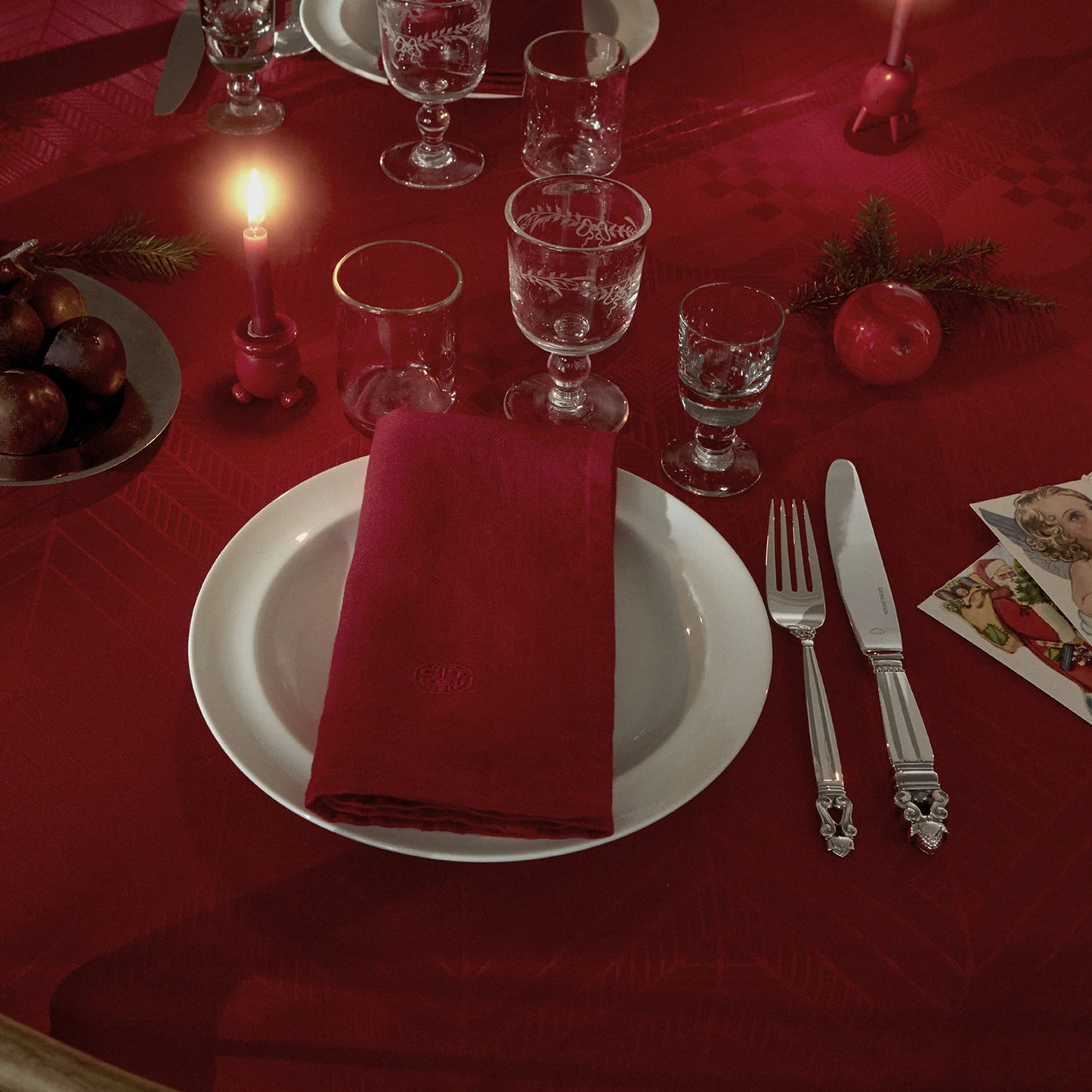 Plain Napkins Set of 2 45x45cm Deep Red