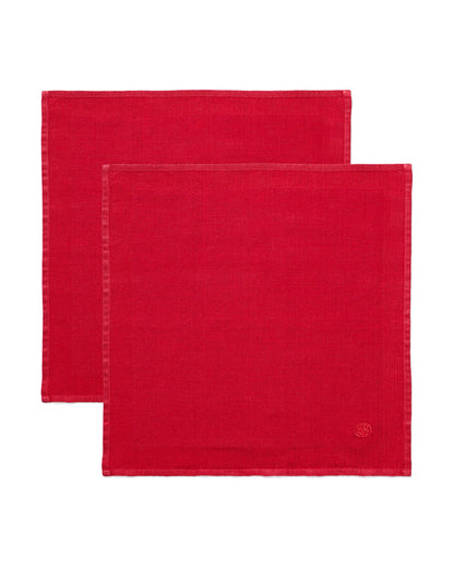Plain Napkins Set of 2 45x45cm Deep Red