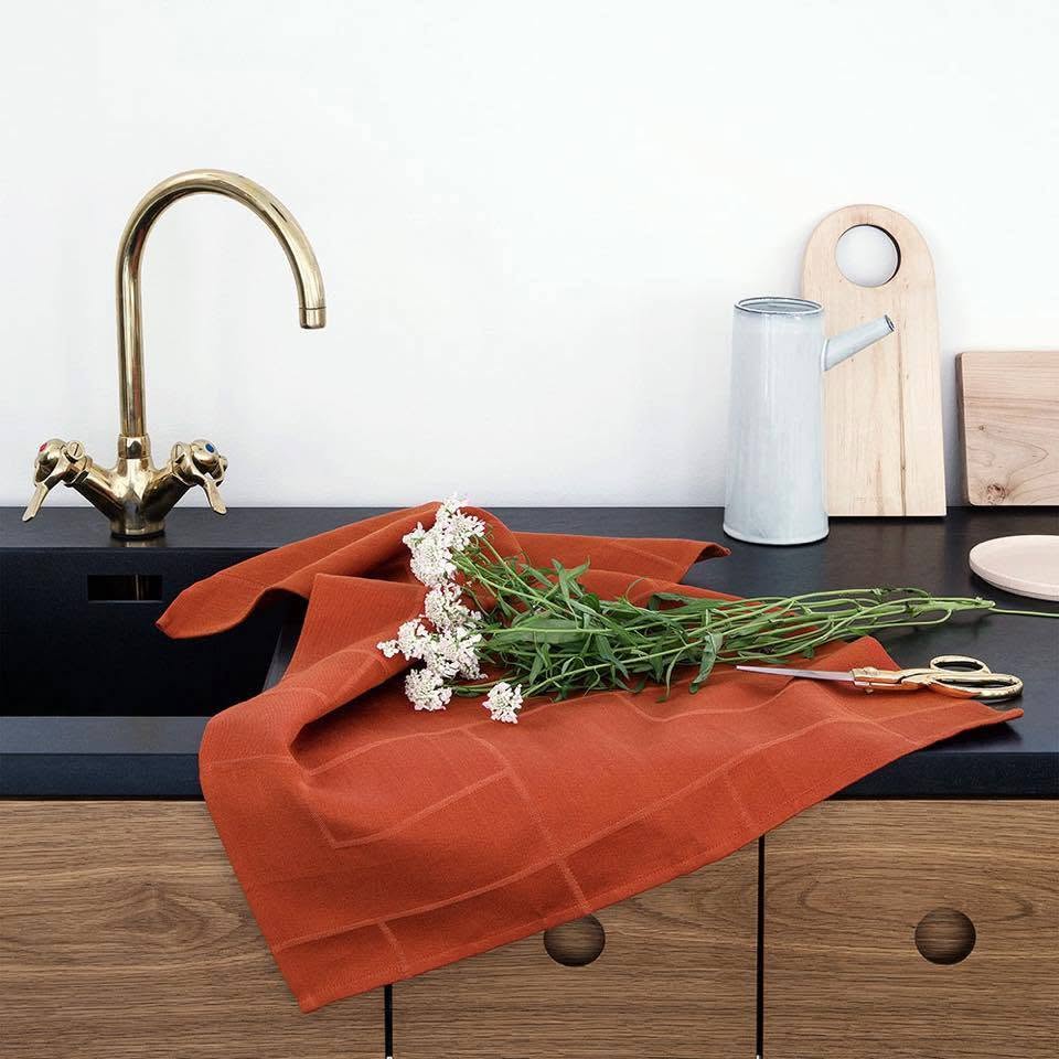 Bricks Burnt Orange Tea Towel 50x80cm