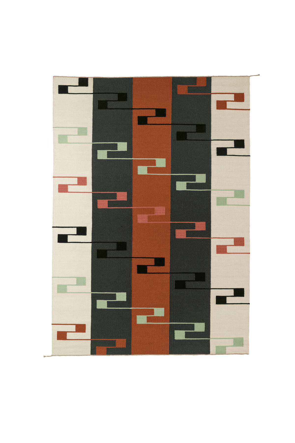 VK-8 Rug by Vibeke Klint for Nordic Modern in Charcoal/White/Orange