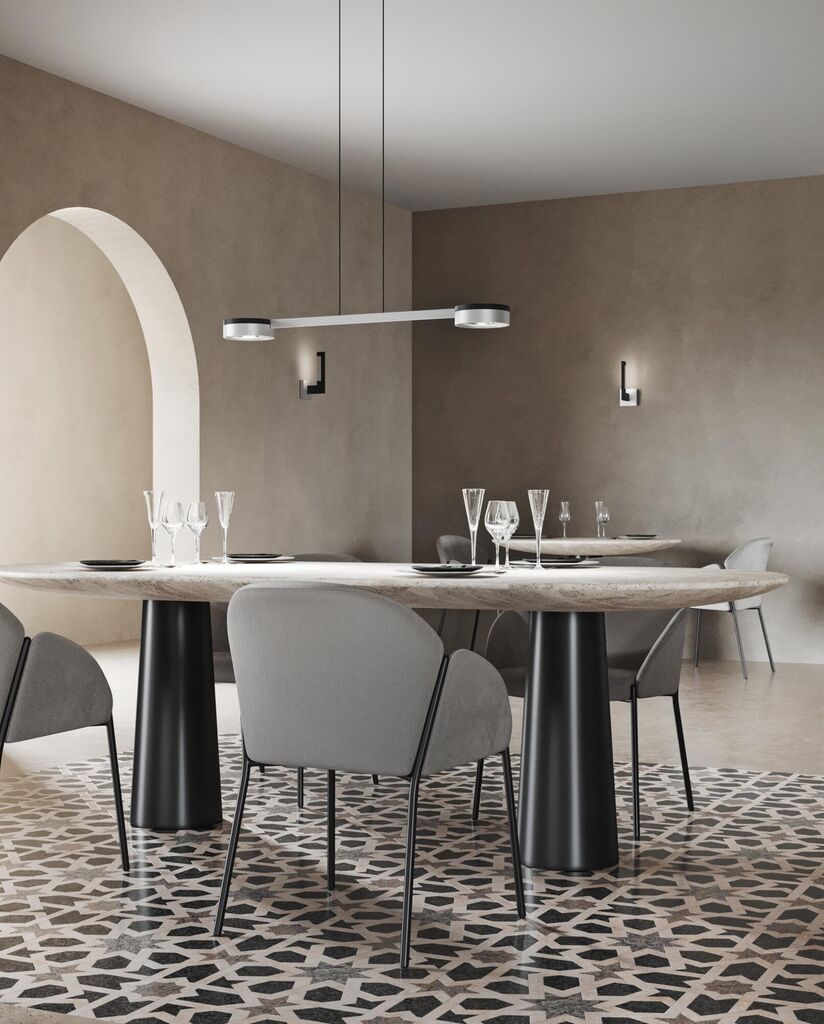 BLADE S2 SLIM Pendant Lamp in Matt Black and Satin Silver finish