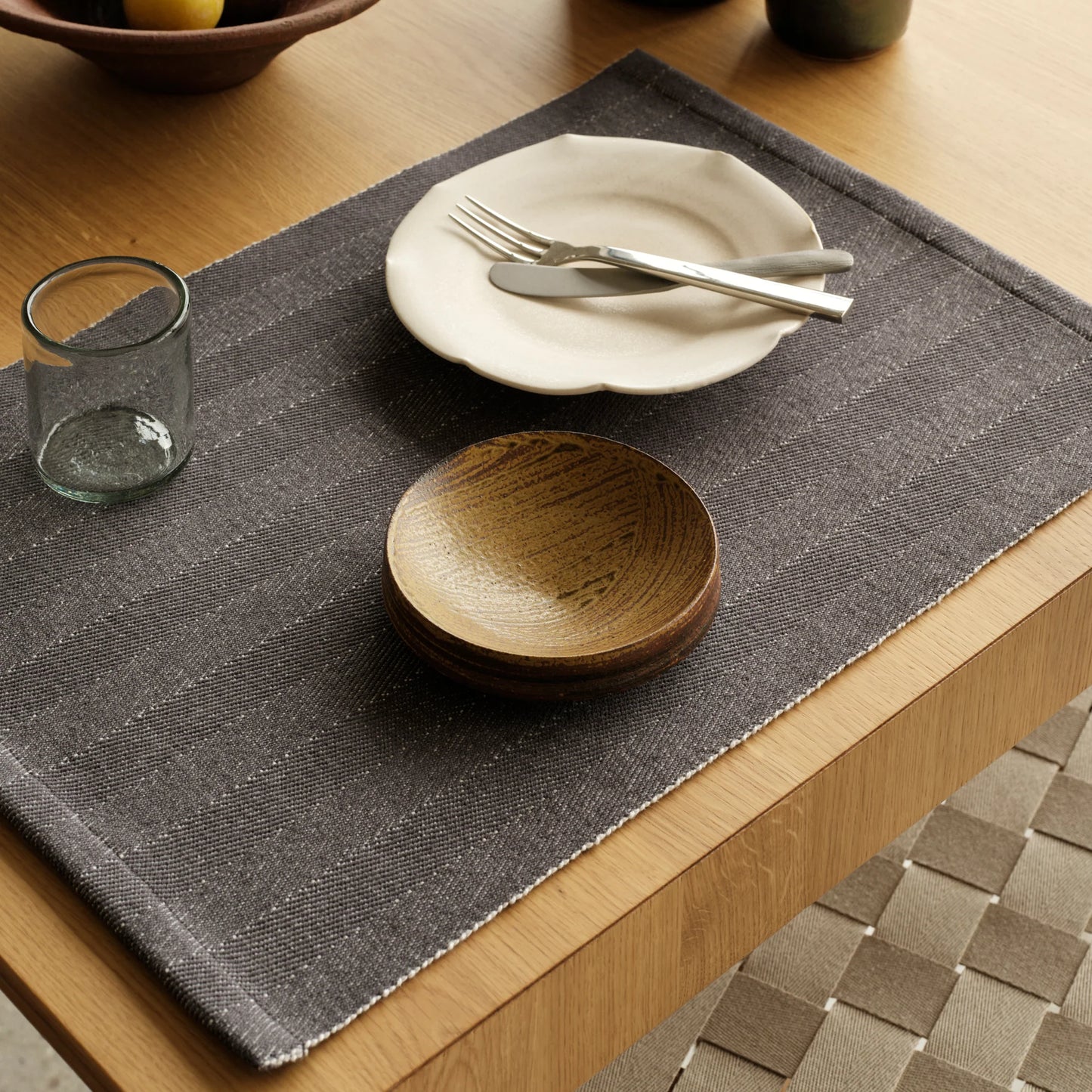 Herringbone Placemats Set of 2 36x50cm Asphalt