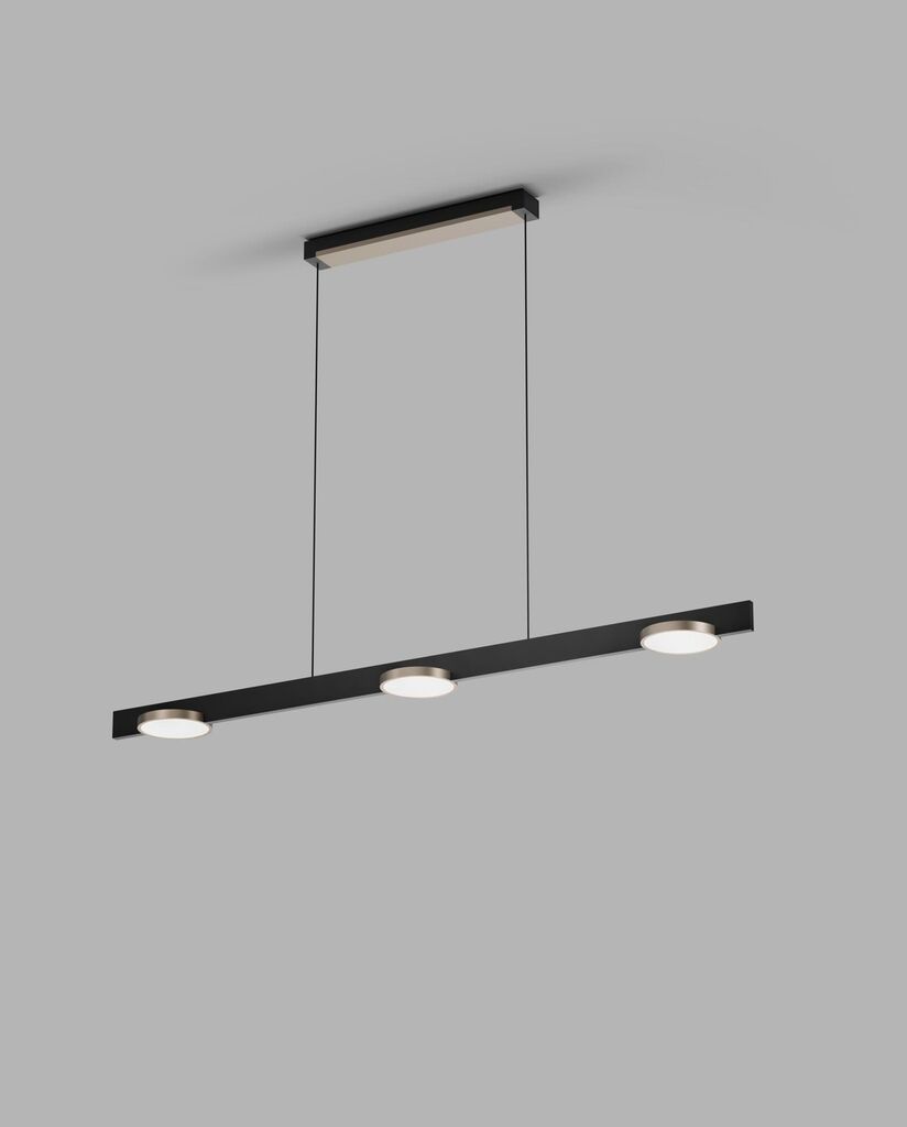 INLAY S1250 LINEAR DISC Pendant Lamp in Matt Black and Satin Silver finish with SMART TUNE technology