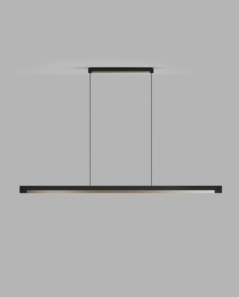 INLAY S1400 LINEAR Pendant Lamp in Matt Black and Satin Gold finish