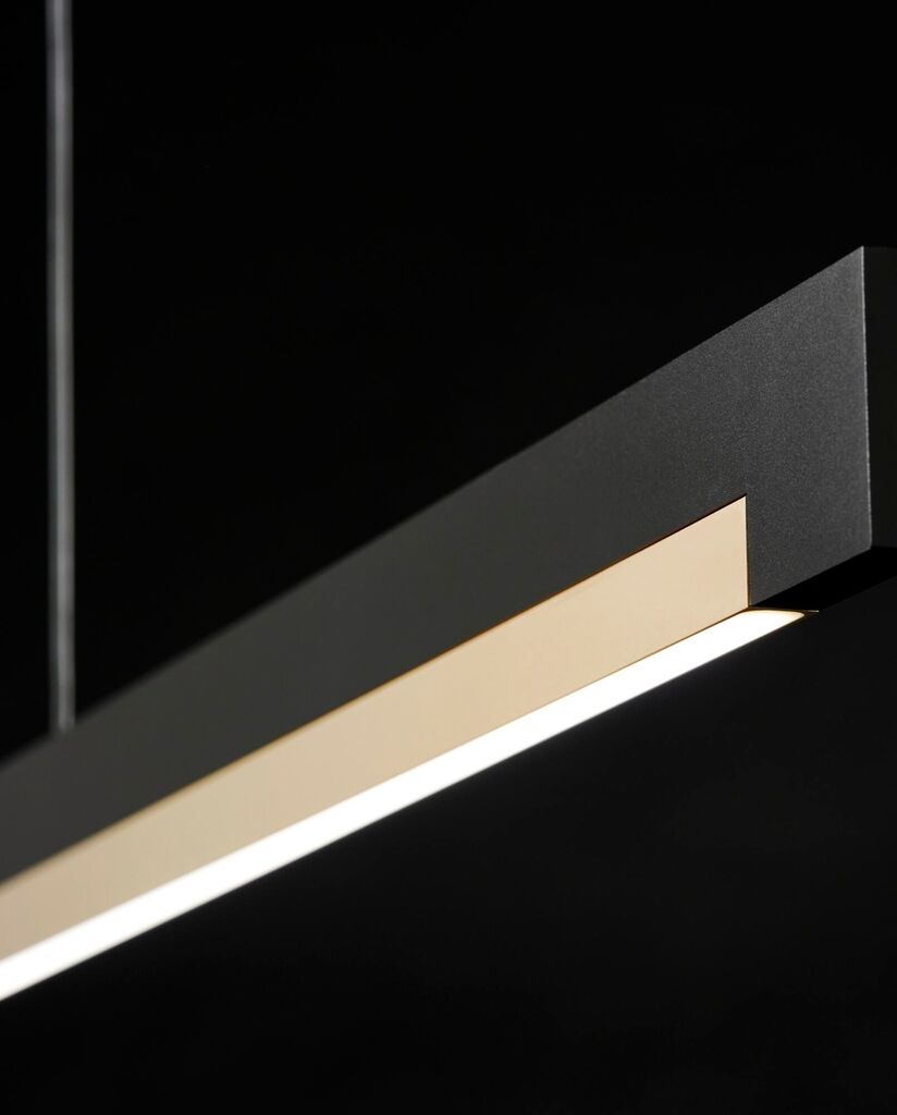 INLAY S1400 LINEAR Pendant Lamp in Matt Black and Satin Gold finish