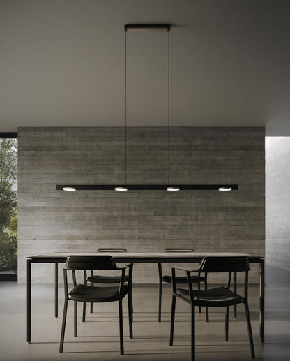 INLAY S1800 LINEAR DISC Pendant Lamp in Matt Black and Satin Silver finish with Switch Tune technology