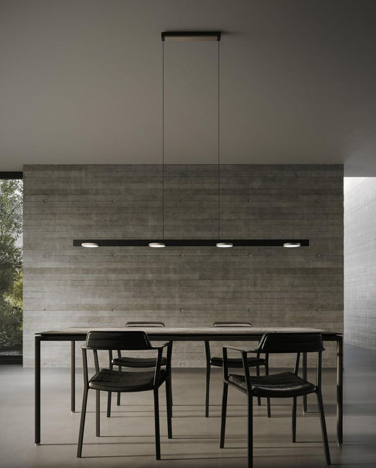 INLAY S1800 LINEAR DISC Pendant Lamp in Matt Black and Satin Silver finish with Switch Tune technology