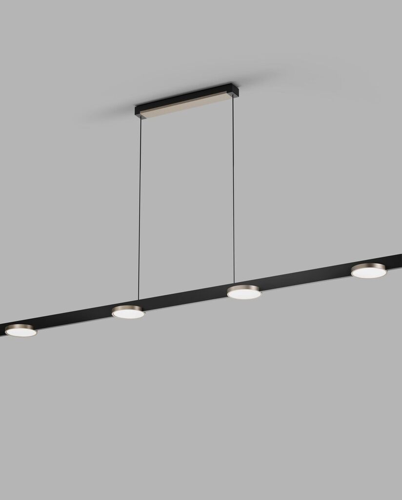 INLAY S1800 LINEAR DISC Pendant Lamp in Matt Black and Satin Gold finish with SMART TUNE technology