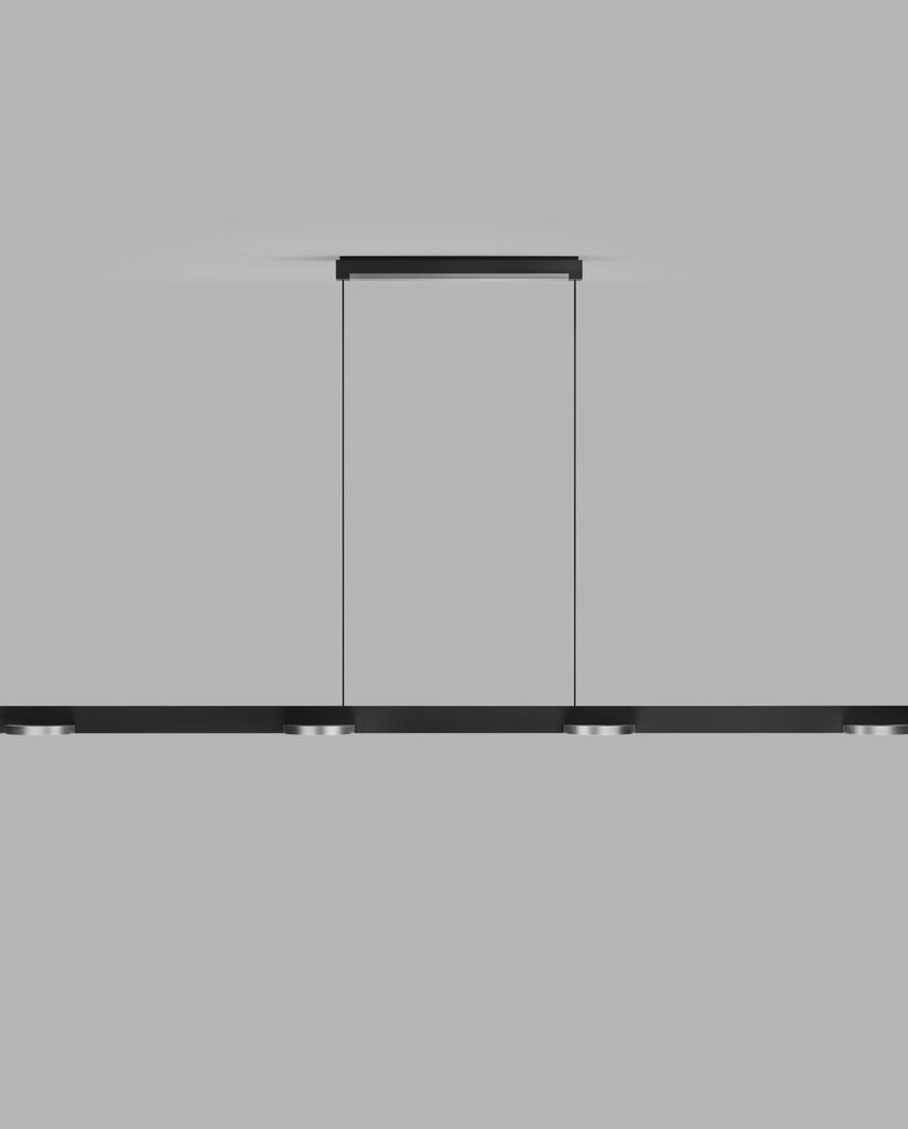 INLAY S1800 LINEAR DISC Pendant Lamp in Matt Black and Satin Silver finish with Switch Tune technology