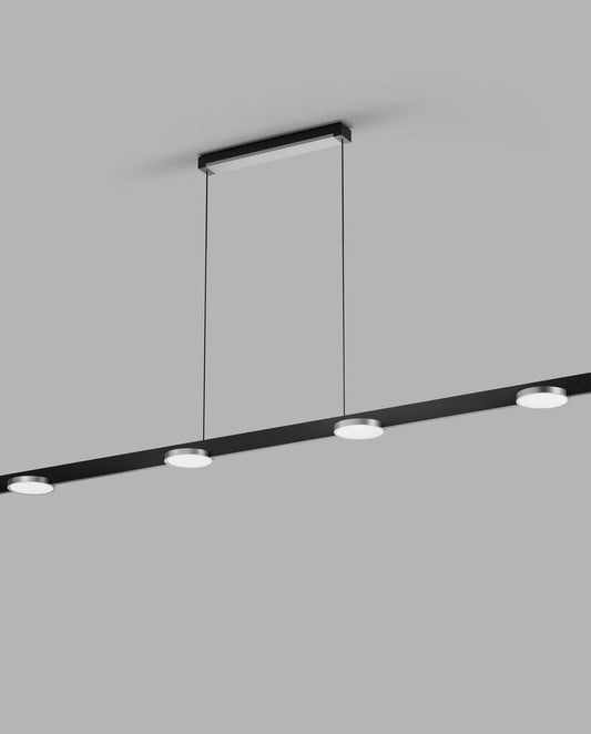 INLAY S1800 LINEAR DISC Pendant Lamp in Matt Black and Satin Silver finish with Switch Tune technology