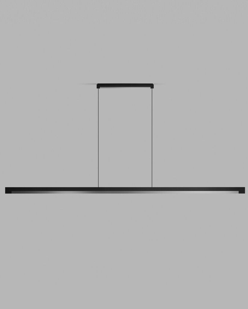INLAY S1900 LINEAR Pendant Lamp in Matt Black and Satin Silver finish