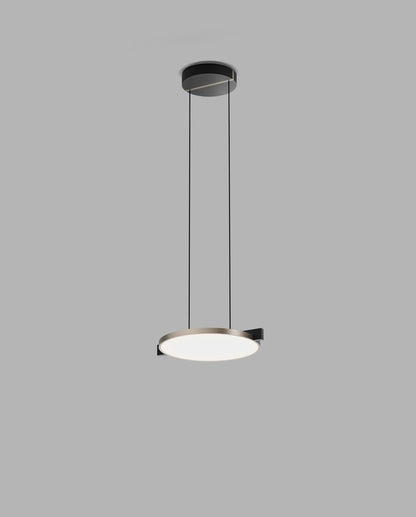 INLAY S2 Ø342 DISC Pendant Lamp in Matt Black and Satin Silver finish
