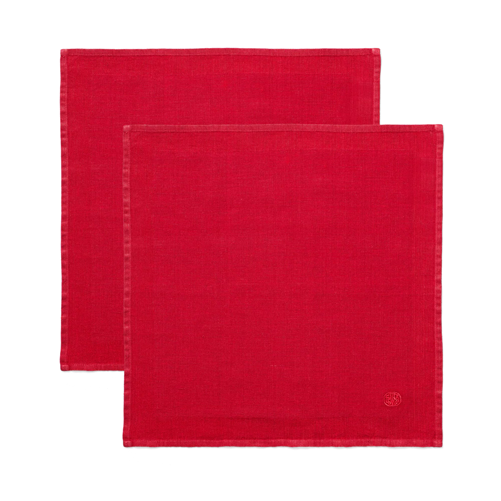 Plain Napkins Set of 2 45x45cm Deep Red