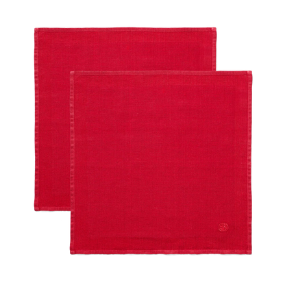 Plain Napkins Set of 2 45x45cm Deep Red