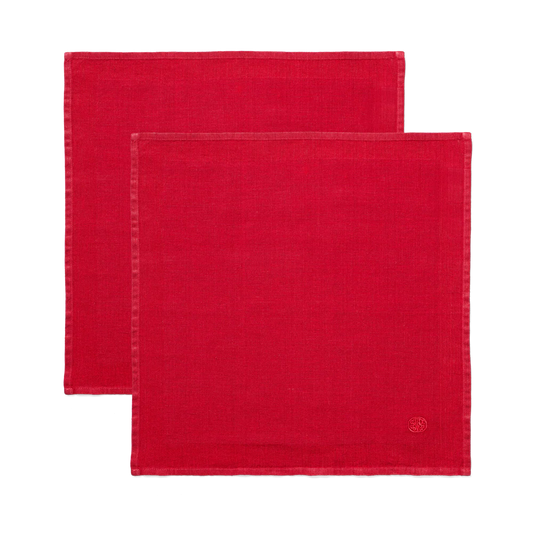 Plain Napkins Set of 2 45x45cm Deep Red