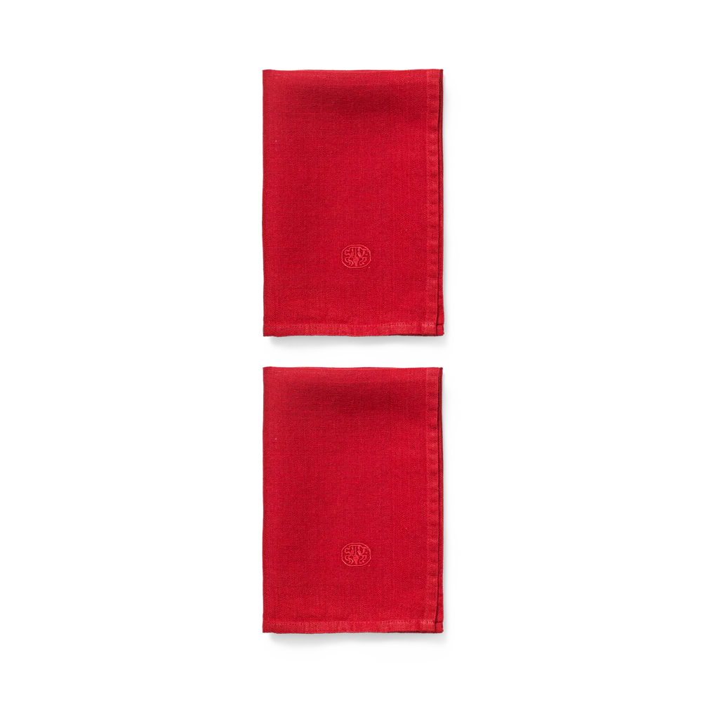 Plain Napkins Set of 2 45x45cm Deep Red