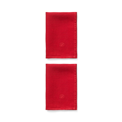 Plain Napkins Set of 2 45x45cm Deep Red